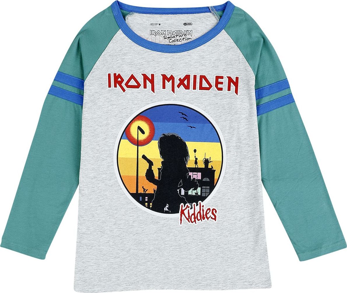 Iron Maiden Kids - EMP Signature Collection detské tricko - dlouhý rukáv šedá/tyrkysová - RockTime.cz