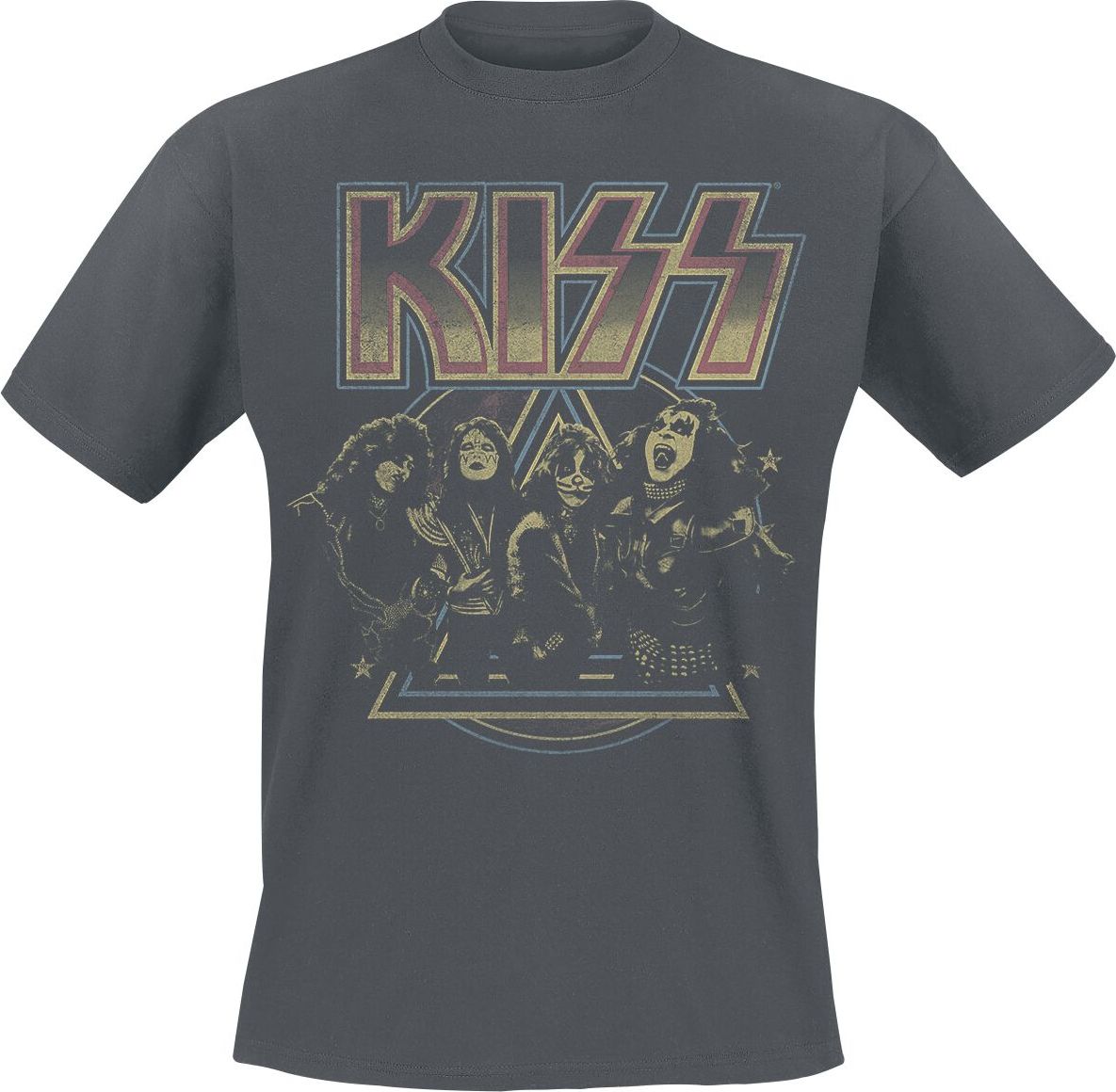 Kiss Vintage Pyramid Tričko charcoal - RockTime.cz