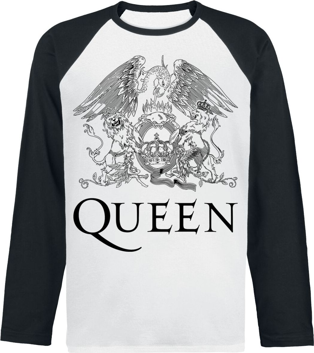 Queen Crest Vintage Tričko s dlouhým rukávem bílá/cerná - RockTime.cz