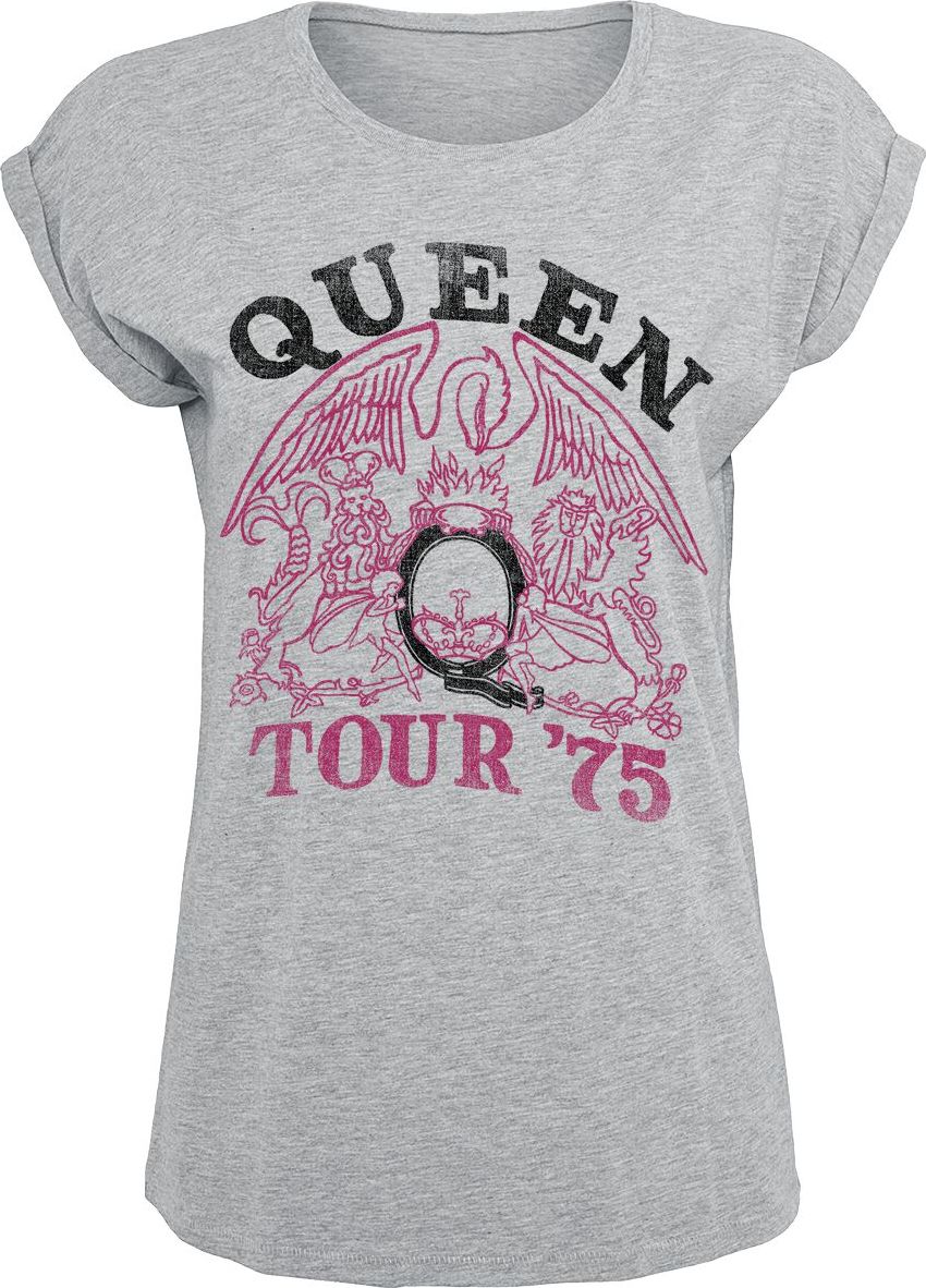 Queen Tour 75 Crest Dámské tričko šedý vres - RockTime.cz