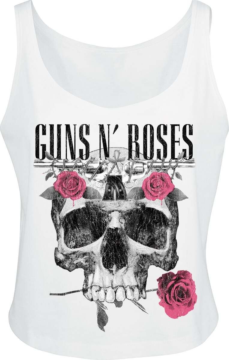 Guns N' Roses Flower Skull Dámský top bílá - RockTime.cz