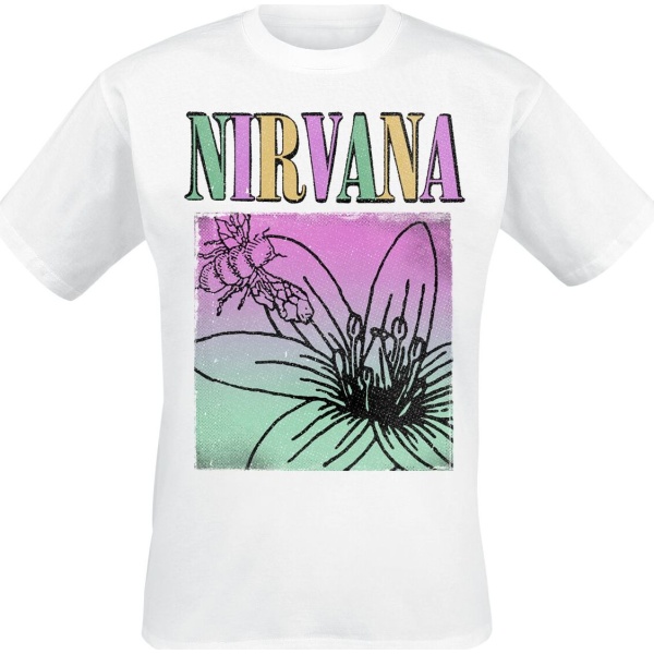 Nirvana Flower Square Tričko bílá - RockTime.cz