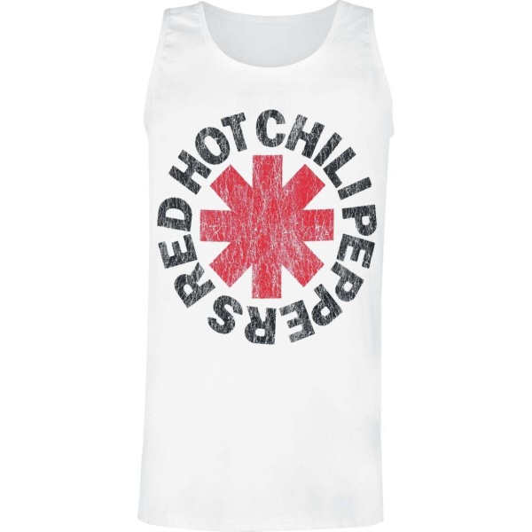 Red Hot Chili Peppers Distressed Logo Tank top bílá - RockTime.cz