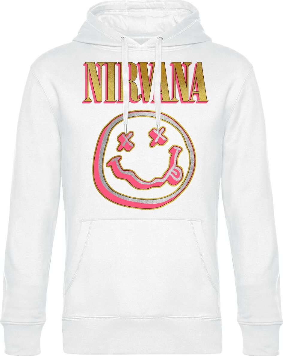 Nirvana Coloured Logo Mikina s kapucí bílá - RockTime.cz