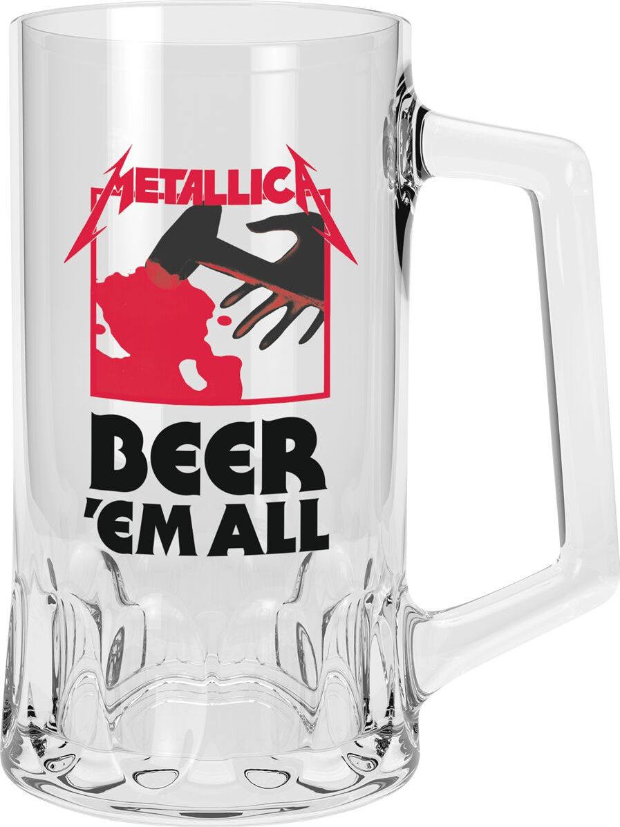 Metallica Bier 'Em All Půllitr transparentní - RockTime.cz