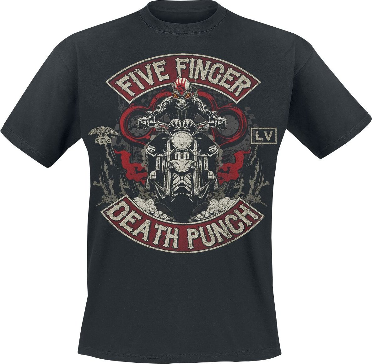 Five Finger Death Punch Biker Skully Tričko černá - RockTime.cz