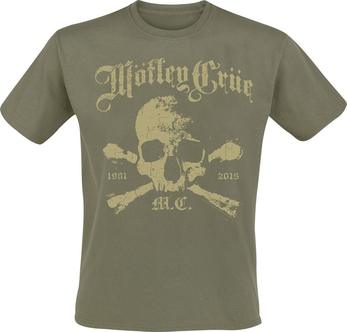 Mötley Crüe Orbit Skull Tričko khaki - RockTime.cz