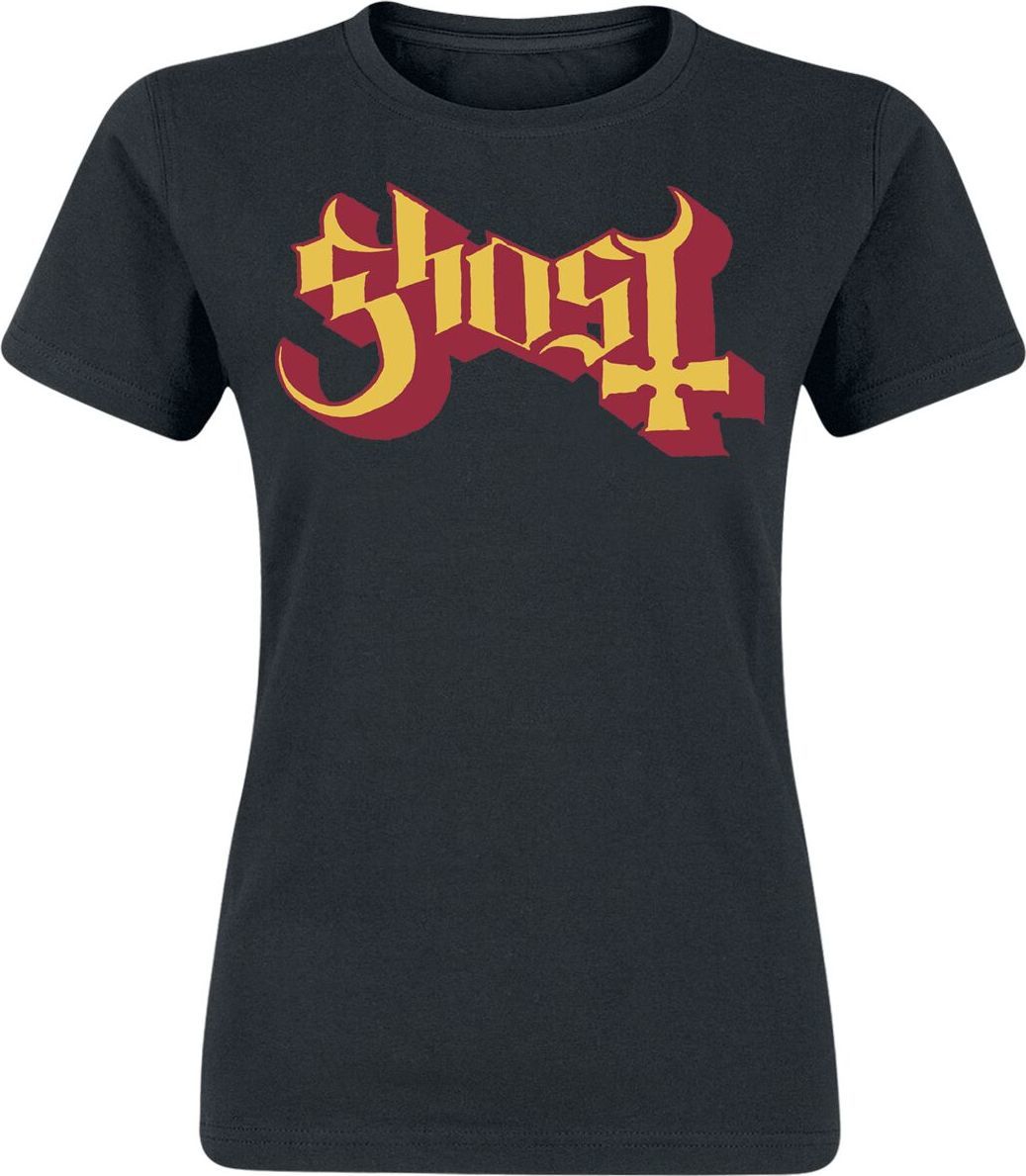 Ghost Logo Gold And Red Dámské tričko černá - RockTime.cz