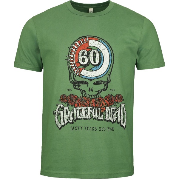 Grateful Dead Stealie Roses 60th Tričko zelená - RockTime.cz