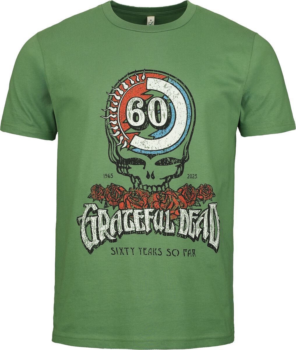 Grateful Dead Stealie Roses 60th Tričko zelená - RockTime.cz