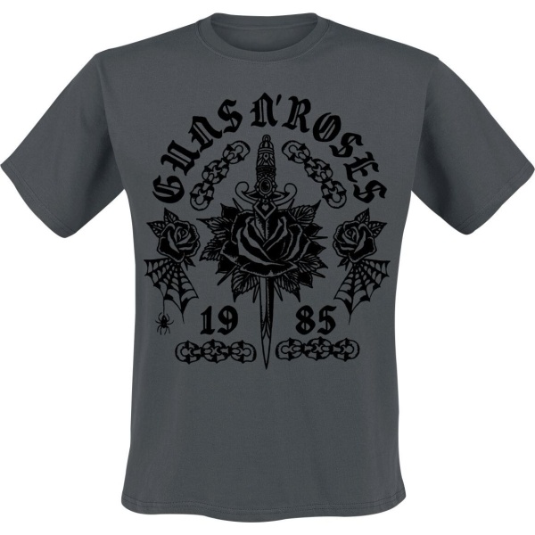 Guns N' Roses Rose Tattoo Tričko charcoal - RockTime.cz