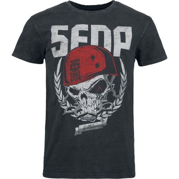 Five Finger Death Punch Skull Battleborn Tričko charcoal - RockTime.cz