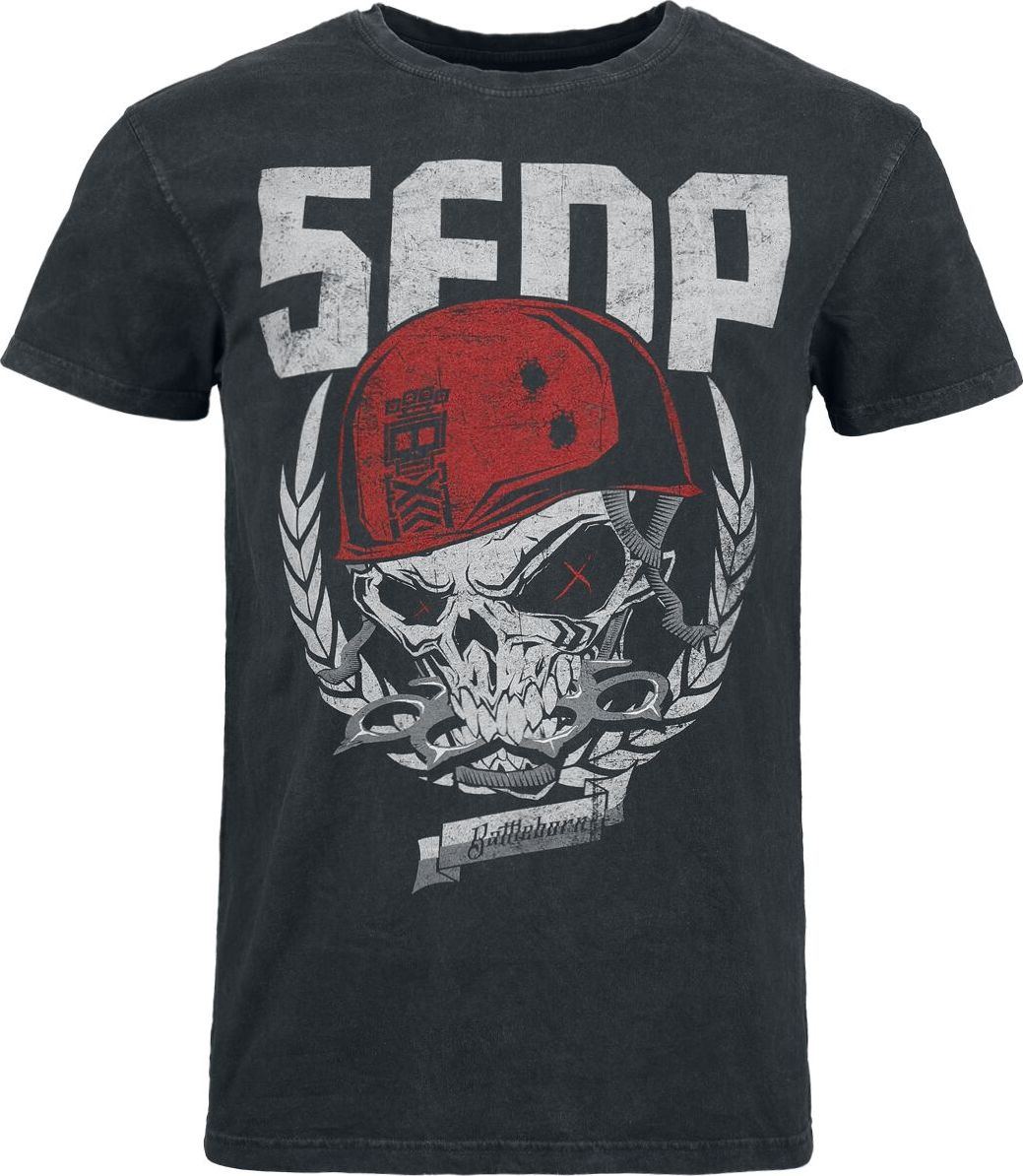 Five Finger Death Punch Skull Battleborn Tričko charcoal - RockTime.cz