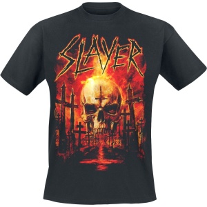 Slayer Flaming Skull Graveyard Tričko černá - RockTime.cz