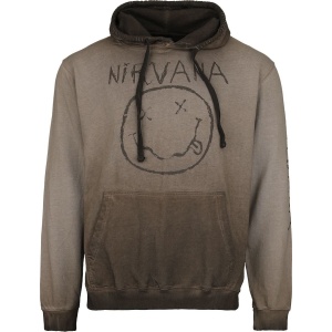 Nirvana Smiley Logo Mikina s kapucí hnědá - RockTime.cz