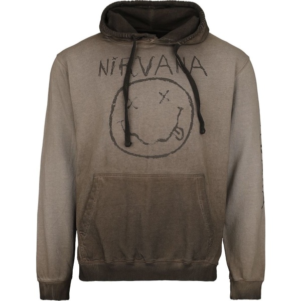 Nirvana Smiley Logo Mikina s kapucí hnědá - RockTime.cz