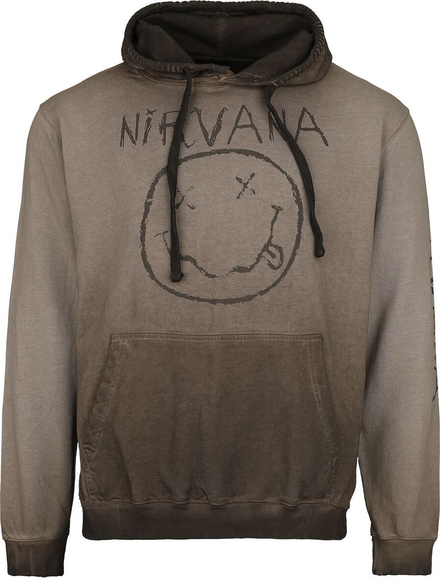 Nirvana Smiley Logo Mikina s kapucí hnědá - RockTime.cz