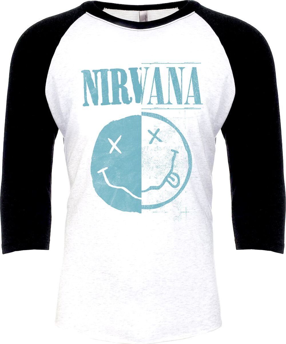 Nirvana Two Faced Tričko s dlouhým rukávem bílá/cerná - RockTime.cz