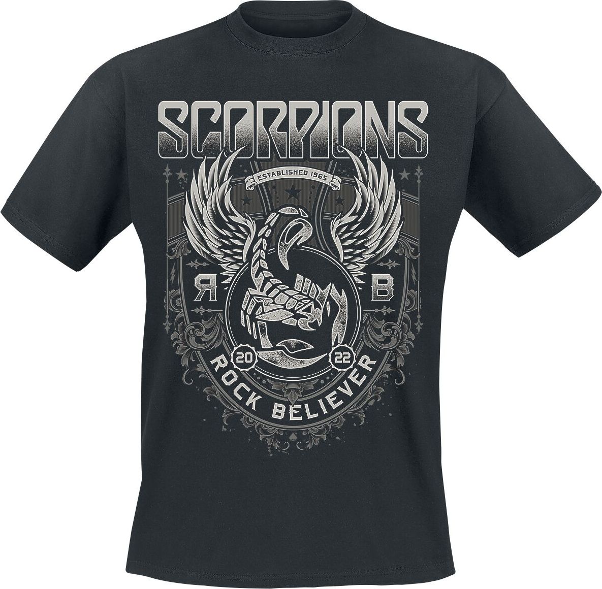 Scorpions Rock Believer Ornaments Tričko černá - RockTime.cz