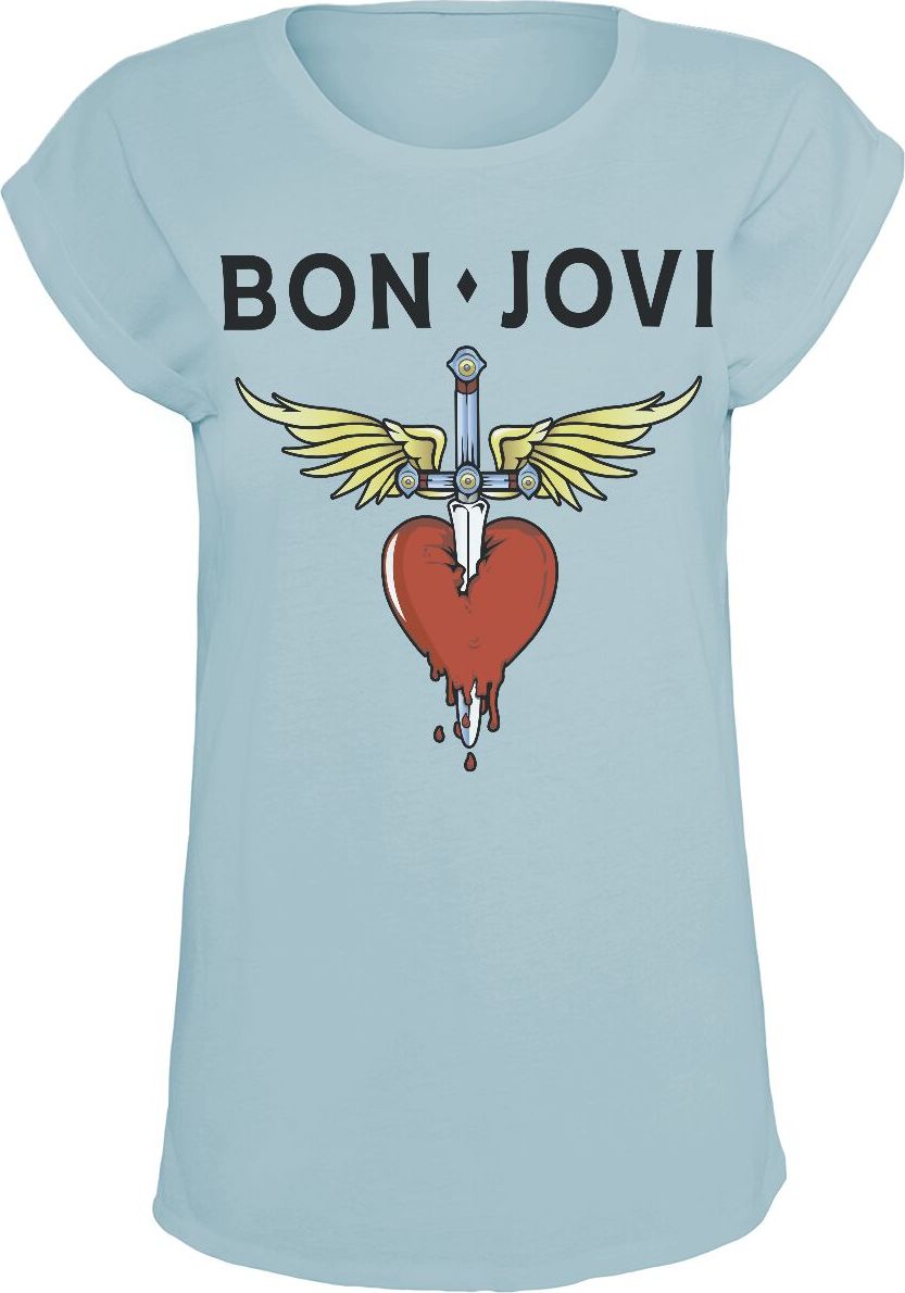 Bon Jovi Heart & Dagger Dámské tričko modrá - RockTime.cz