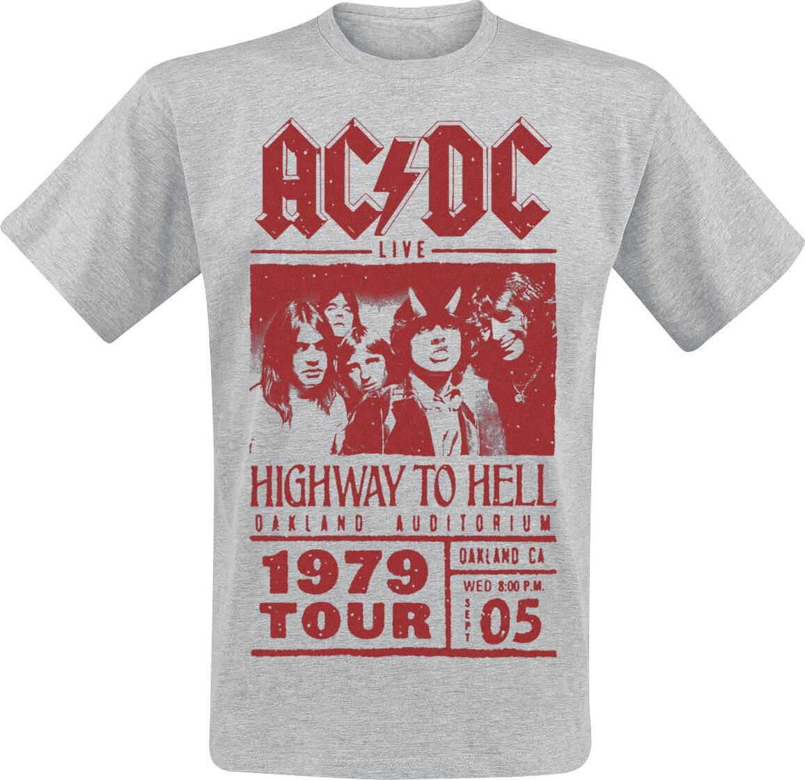 AC/DC Highway To Hell - Red Photo - 1979 Tour Tričko prošedivelá - RockTime.cz