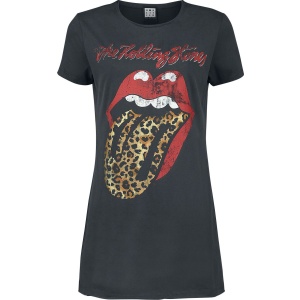 The Rolling Stones Amplified Collection - Leopard Tongue Šaty charcoal - RockTime.cz