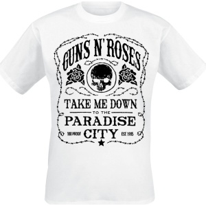 Guns N' Roses Paradise City Skull Label Tričko bílá - RockTime.cz