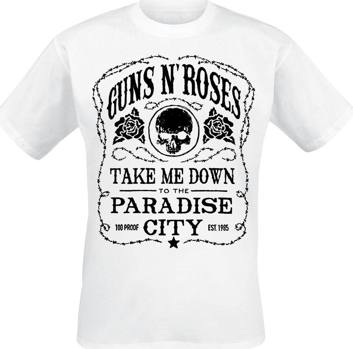 Guns N' Roses Paradise City Skull Label Tričko bílá - RockTime.cz