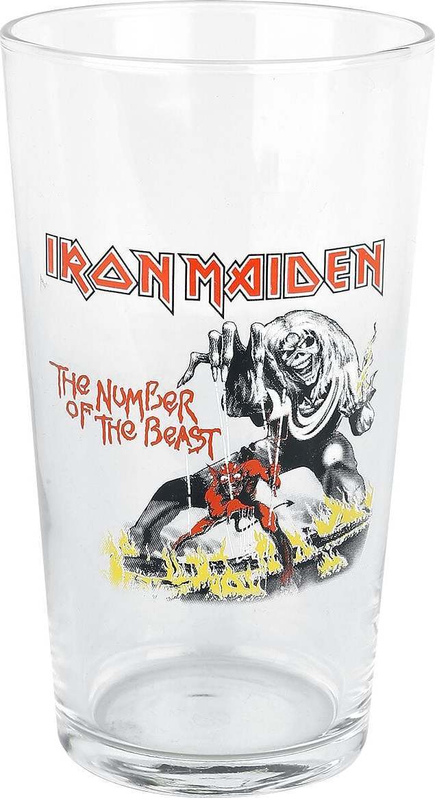 Iron Maiden Number Of The Beast pivní sklenice transparentní - RockTime.cz