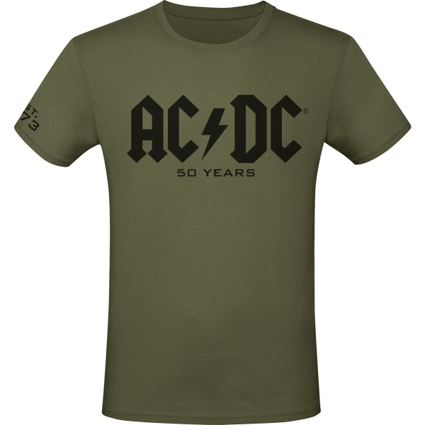 AC/DC 50 Years Logo Tričko olivová - RockTime.cz