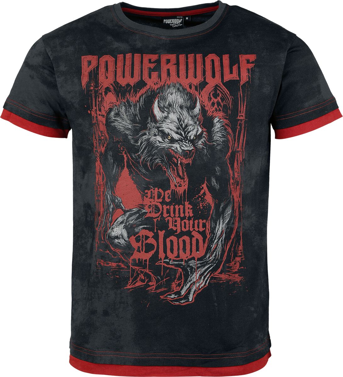 Powerwolf EMP Signature Collection Tričko tmave šedá/cervená - RockTime.cz