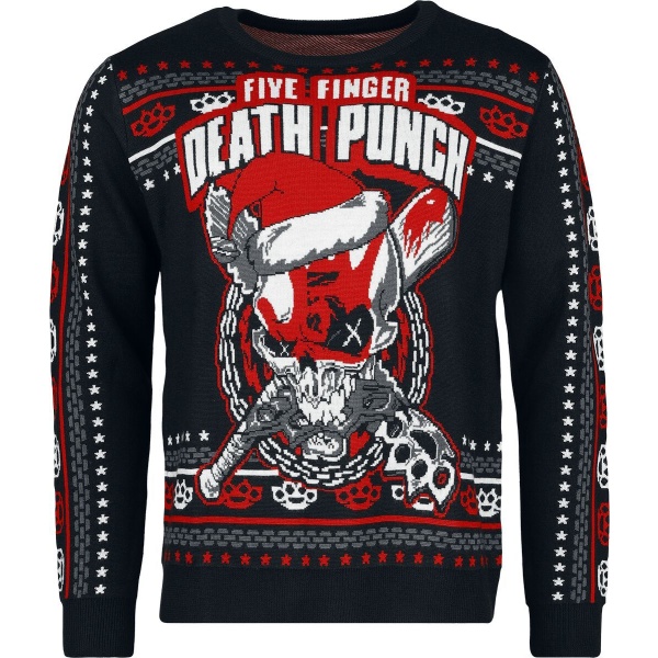 Five Finger Death Punch Holiday Sweater 2024 Pletený svetr vícebarevný - RockTime.cz