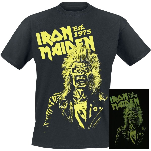 Iron Maiden Est. 1975 - Glow In The Dark Tričko černá - RockTime.cz