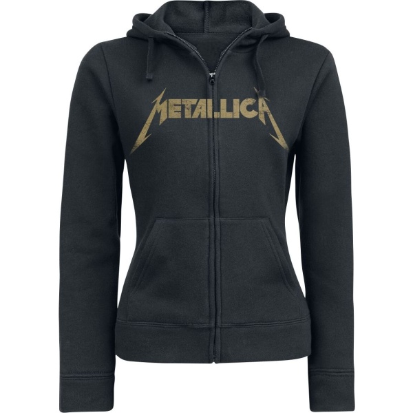 Metallica Hetfield Iron Cross Guitar Dámská mikina s kapucí na zip černá - RockTime.cz