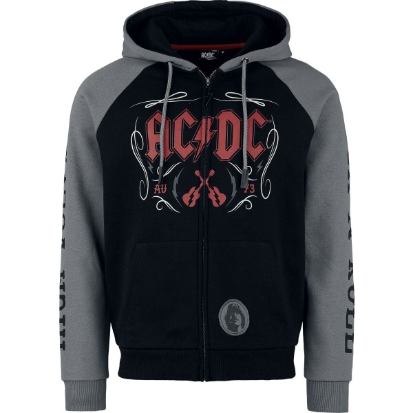 AC/DC EMP Signature Collection Mikina s kapucí na zip cerná/šedá - RockTime.cz