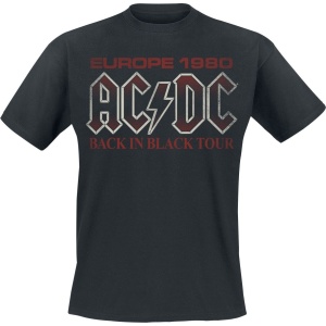AC/DC Back In Black Europe 1980 Tričko černá - RockTime.cz