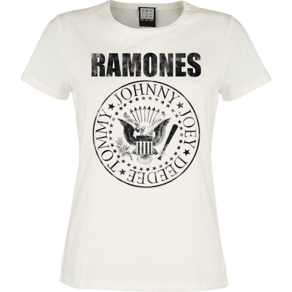 Ramones Amplified Collection - Vintage Shield Dámské tričko šedobílá - RockTime.cz