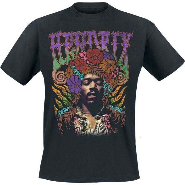 Jimi Hendrix Flower Power Tričko černá - RockTime.cz
