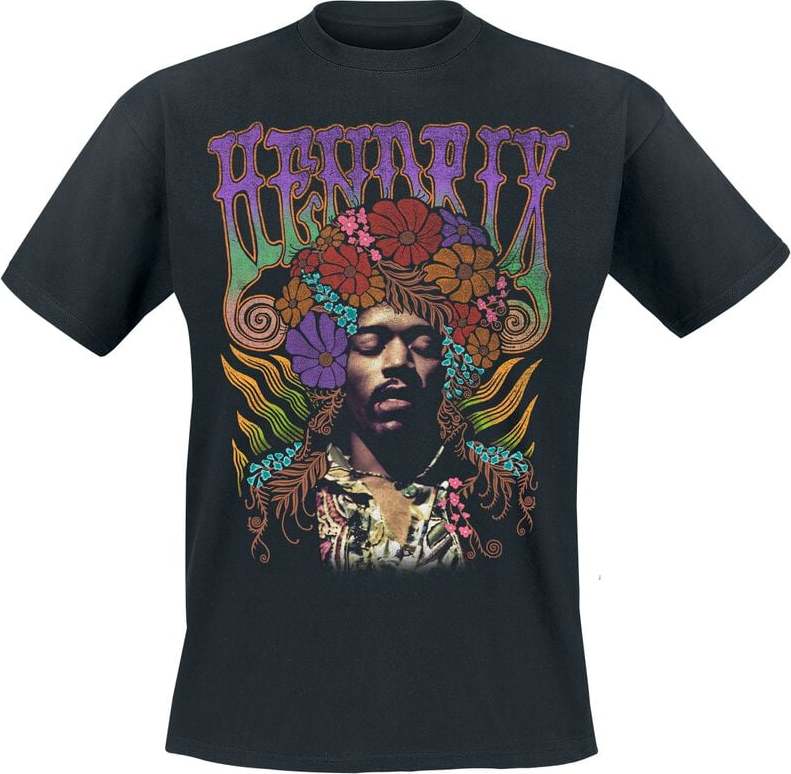 Jimi Hendrix Flower Power Tričko černá - RockTime.cz