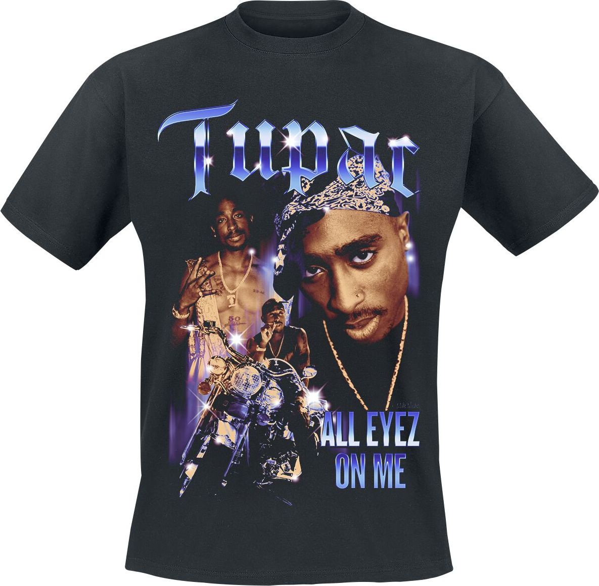 Tupac Shakur AEOM Motorcycle Collage Tričko černá - RockTime.cz