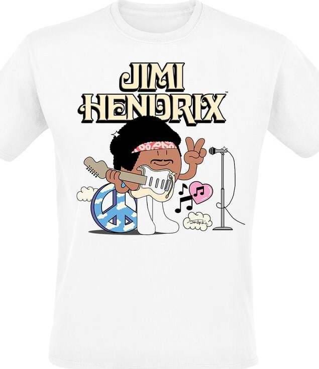 Jimi Hendrix Peace Cartoon Tričko bílá - RockTime.cz