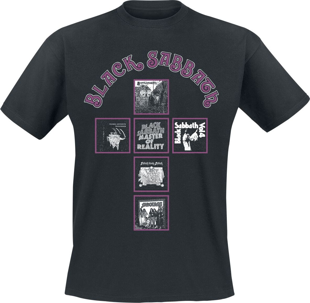 Black Sabbath Album Covers Cross Tričko černá - RockTime.cz