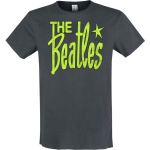 The Beatles Amplified Collection - Retro Logo Neon Green Tričko charcoal - RockTime.cz