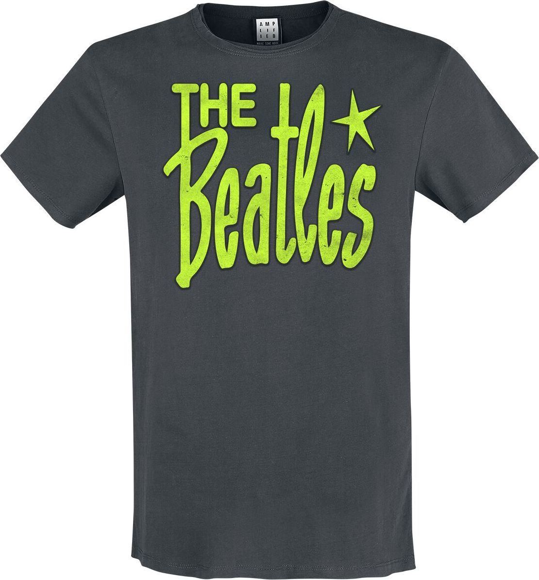 The Beatles Amplified Collection - Retro Logo Neon Green Tričko charcoal - RockTime.cz