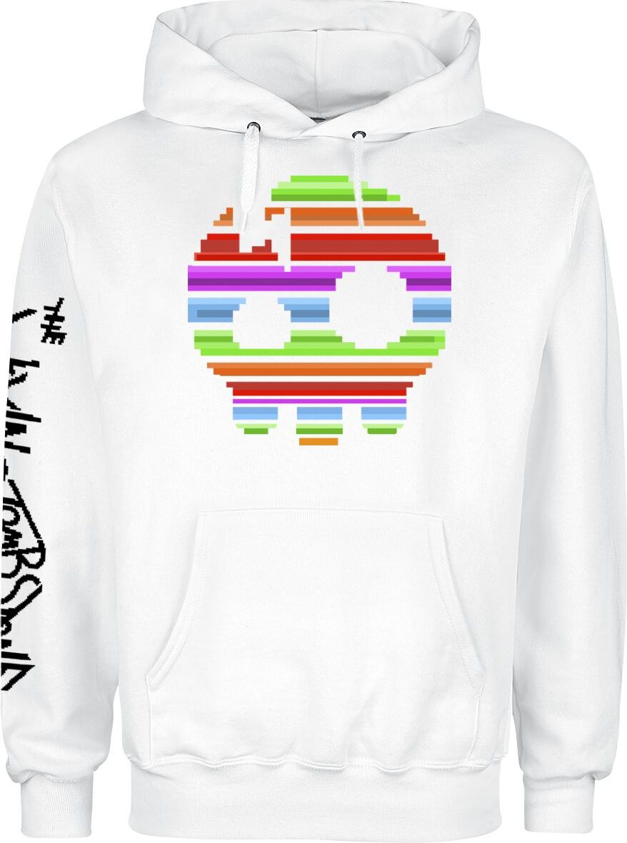 The Living Tombstone 8 Bit Rainbow Skull Mikina s kapucí bílá - RockTime.cz