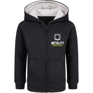 Metality Logo detská mikina s kapucí na zip černá - RockTime.cz