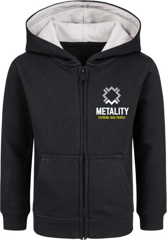 Metality Logo detská mikina s kapucí na zip černá - RockTime.cz