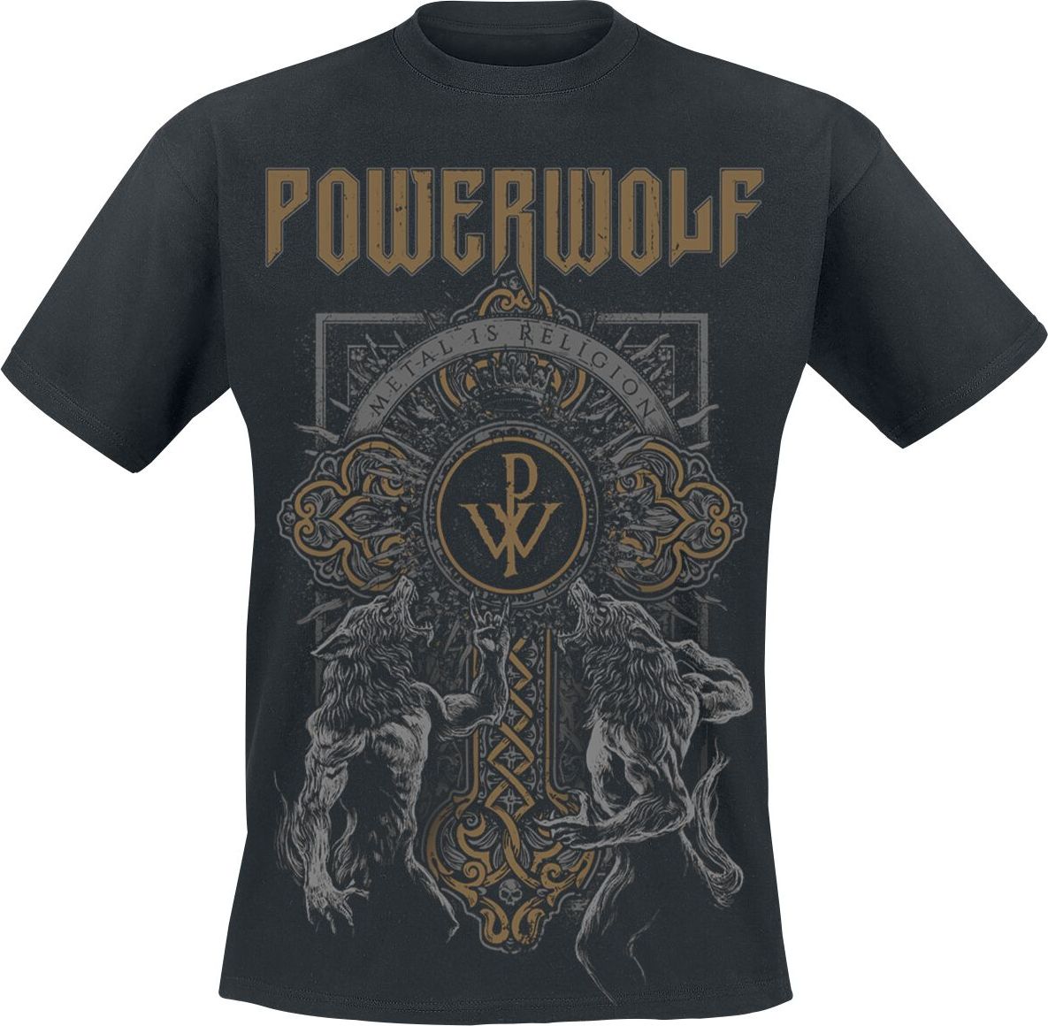 Powerwolf Wolf Cross Tričko černá - RockTime.cz