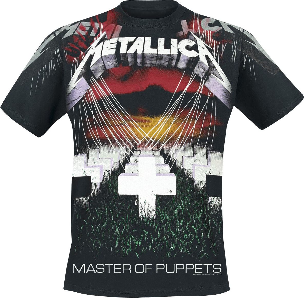 Metallica Master Of Puppets - Faded Allover Tričko černá - RockTime.cz