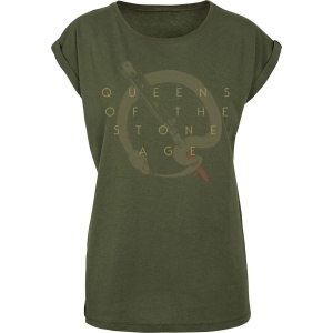 Queens Of The Stone Age In Times New Roman - Snake Logo Dámské tričko olivová - RockTime.cz